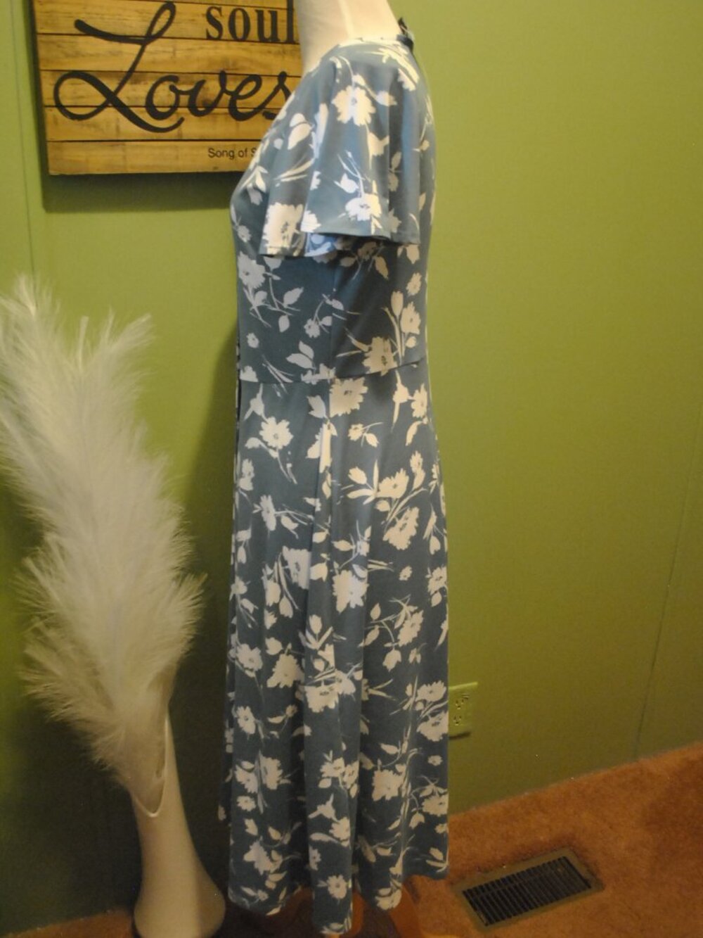 NWT Fortune + Ivy Jacey Teal Floral Button Front Midi Dress M 0078 - Picture 6 of 8